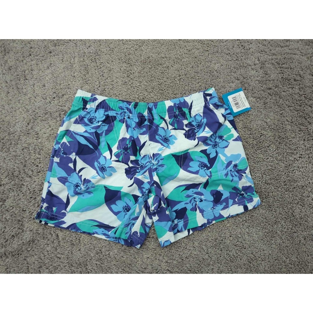 Columbia Swim Shorts Womens XS Blue Green Floral Mesh Lined Drawstring NWT Beach
